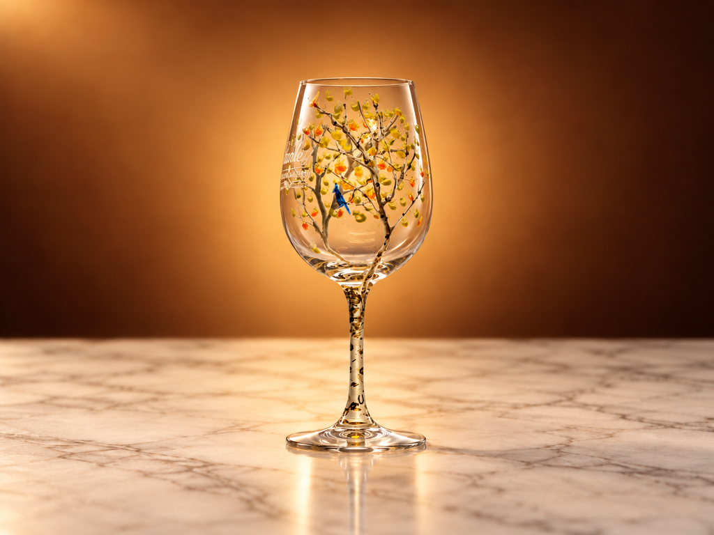 Hand Painted Wine Glass