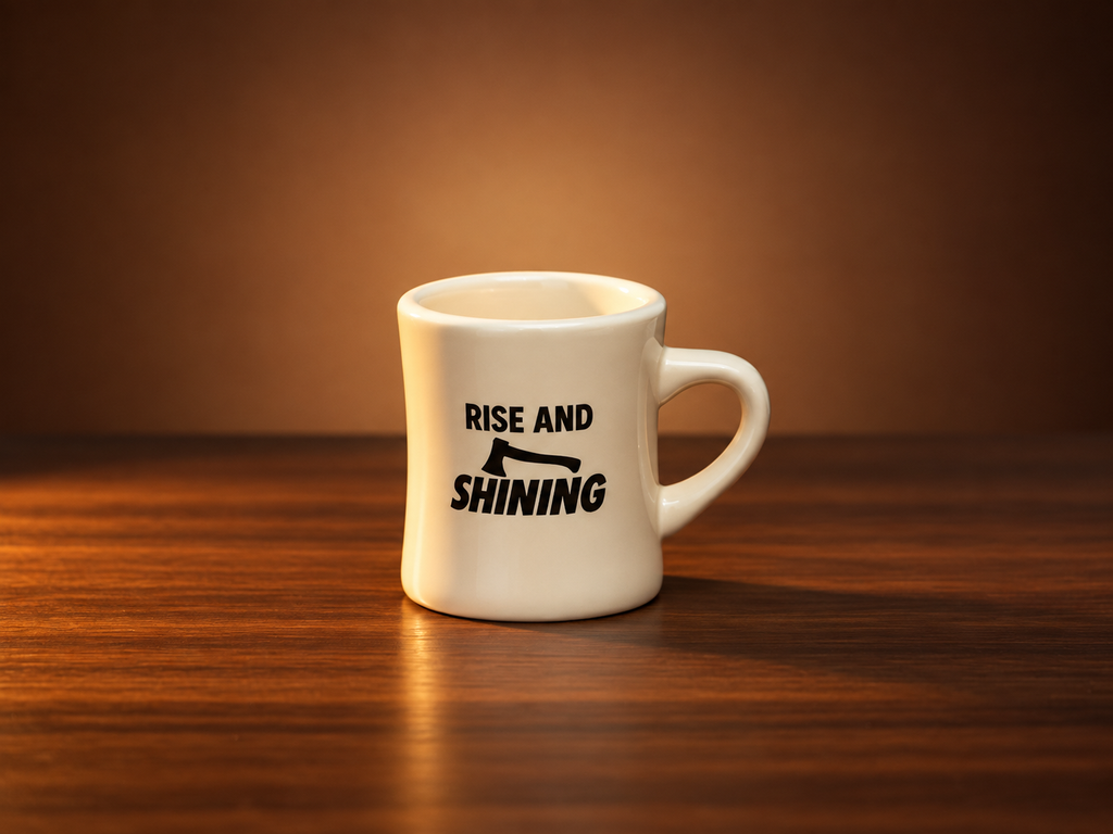 "RISE AND SHINING" Heavyweight Ceramic Diner Coffee Mug