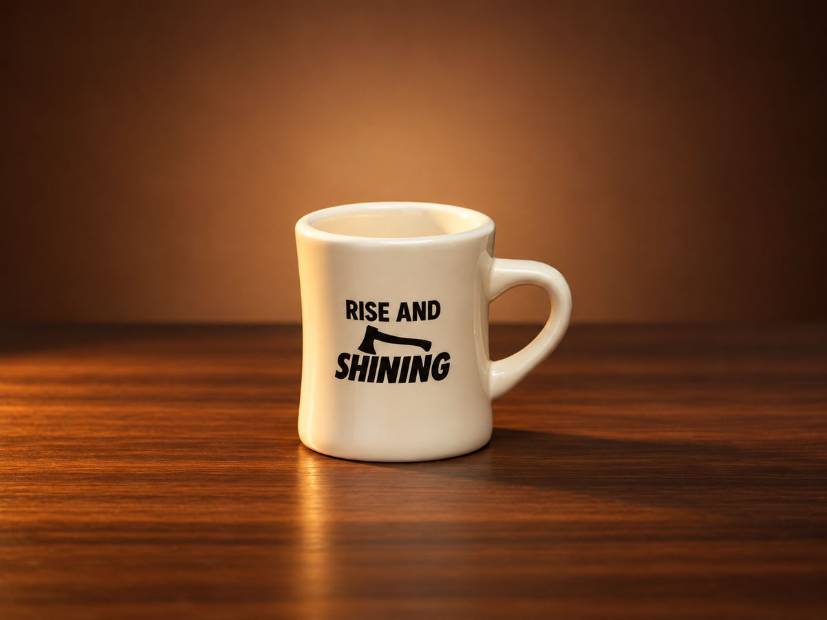 "RISE AND SHINING" Heavyweight Ceramic Diner Coffee Mug