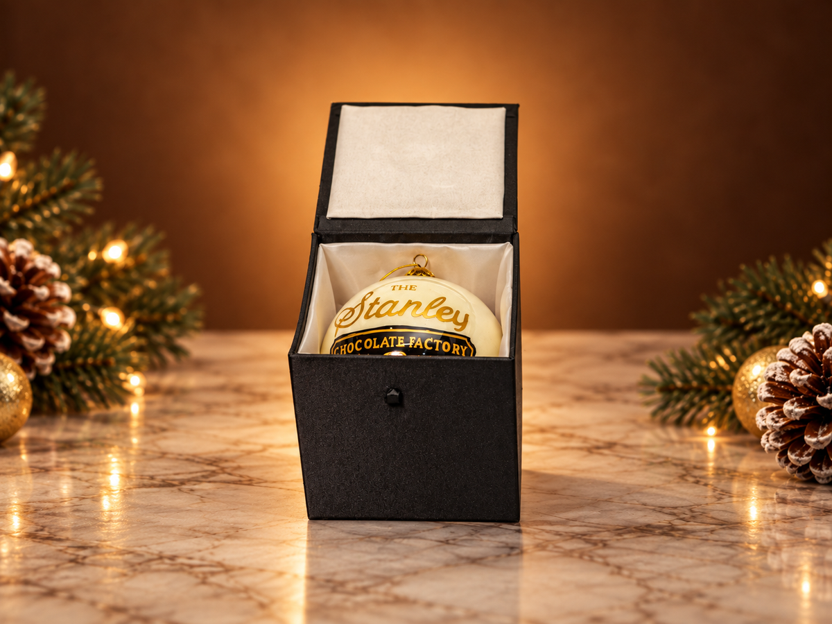 The Stanley Chocolate Factory Steamer Glass Ball Christmas Ornament