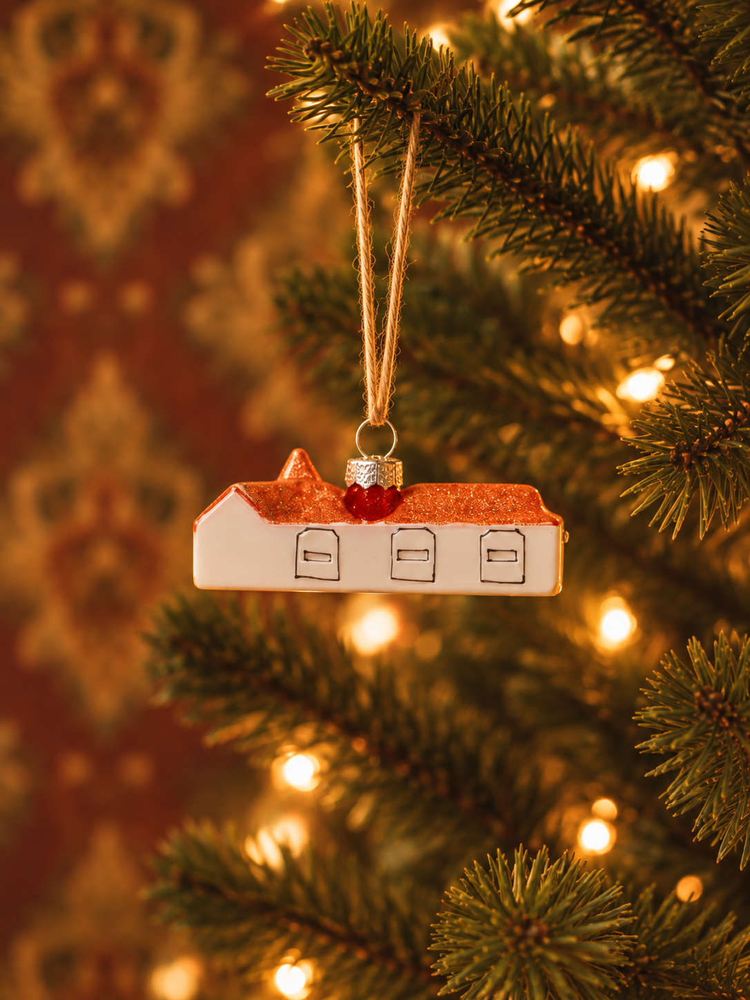 The Stanley Chocolate Factory Glass Building Christmas Ornament