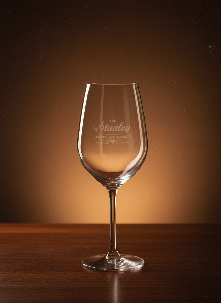 Stanley Chocolate Factory Etched Champagne Flute